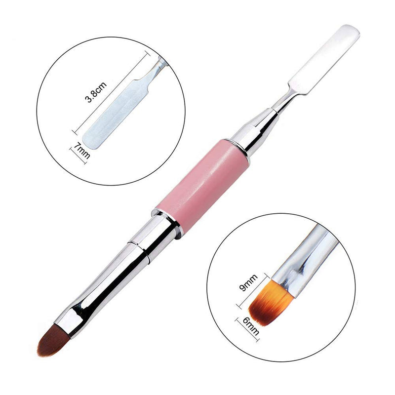 Dual-Ended Polygel Brush & Picker, Kalolary 2 in 1 Designs Polygel Nial Brushes Stainless Steel Gel Nail Tool for PolyGel UV Gel Acrylic Nails Extension(Pink) Pink - BeesActive Australia