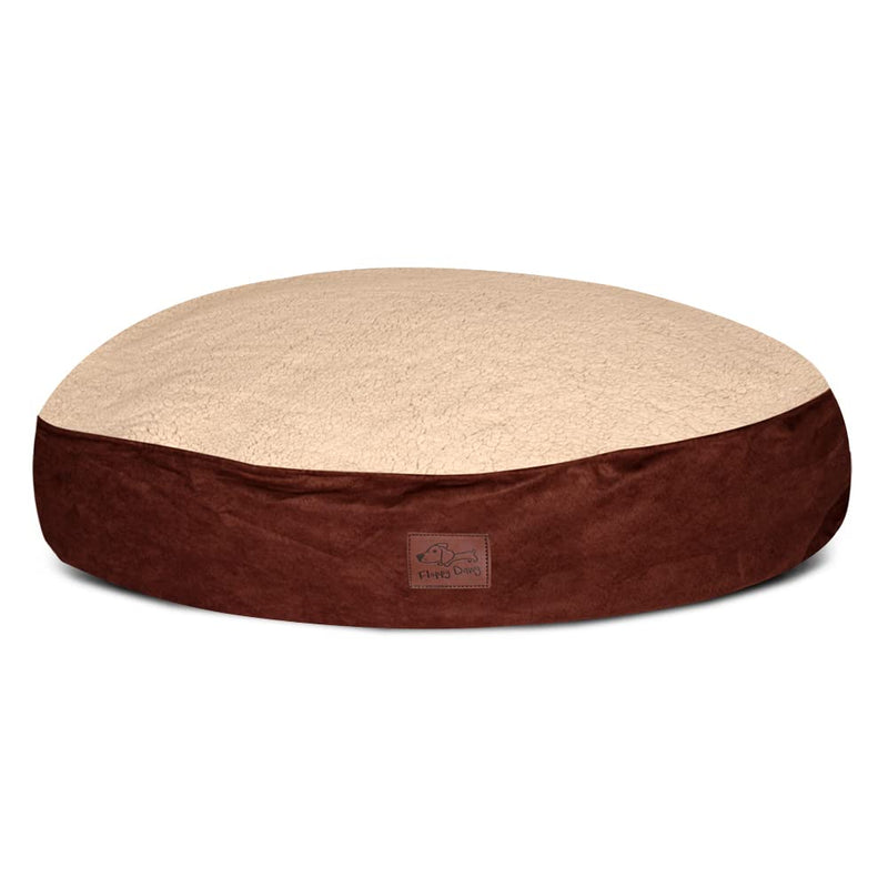 Floppy Dawg Universal Round Dog Bed Replacement Cover. Removable and Machine Washable Cover for Donut and Round Beds. Large 36W. Brown with Beige Top - BeesActive Australia