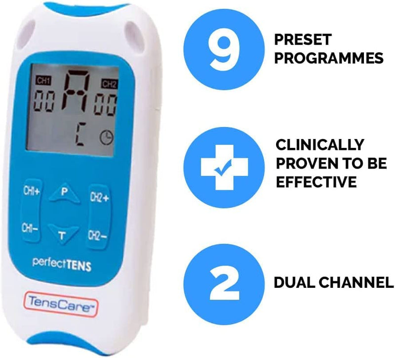 TensCare Perfect TENS - Clinically Proven TENS Machine for Relief from Back, Hip, Leg, Arm Pains, Arthritis and Sciatica - BeesActive Australia