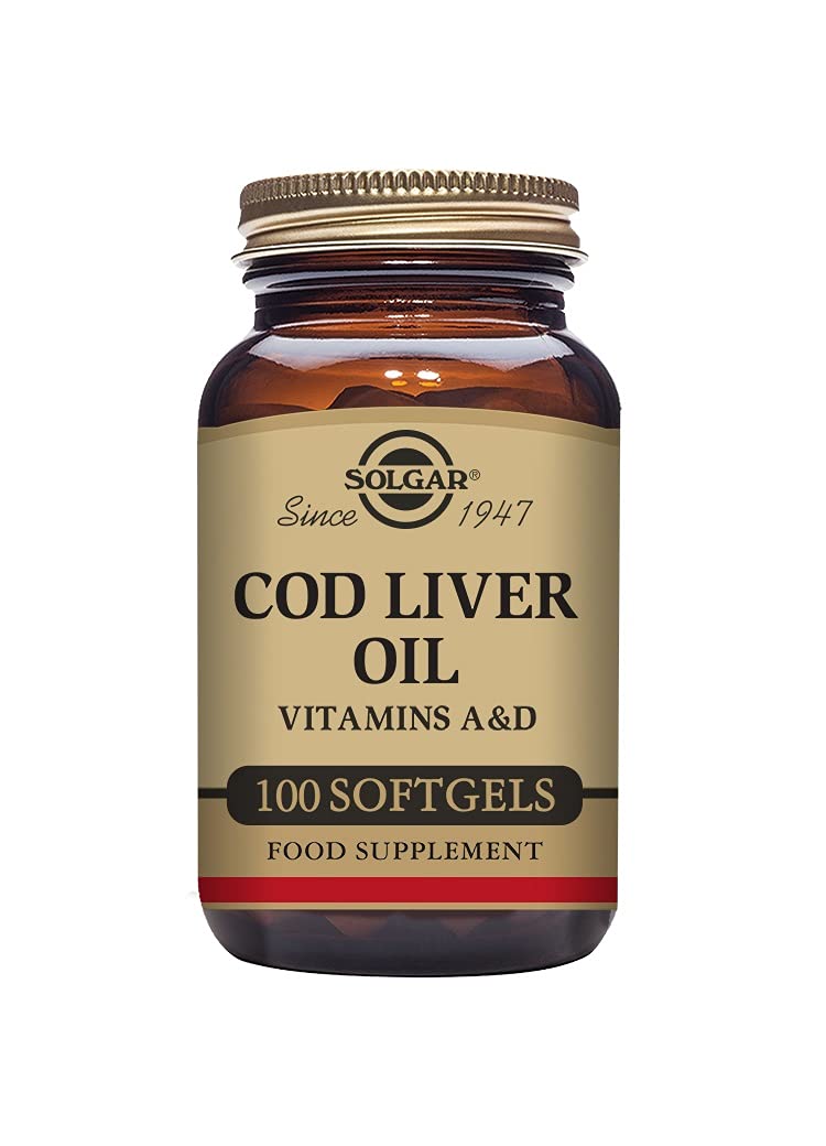 Solgar Cod Liver Oil Softgels - Pack of 100 - Vitamin A and Vitamin D - Immune Support - Promotes Healthy Eye and Skin Health - Derived From Fish and Molecularly Distilled - Gluten-Free - BeesActive Australia