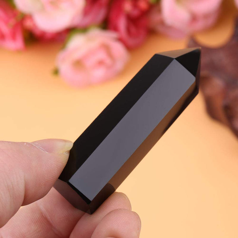 Fdit Obsidian Clear Quartz Crystal Points Healing Crystal Point Wand Tumbled Polished Gemstone for Reiki Chakra Meditation Therapy Deco - BeesActive Australia