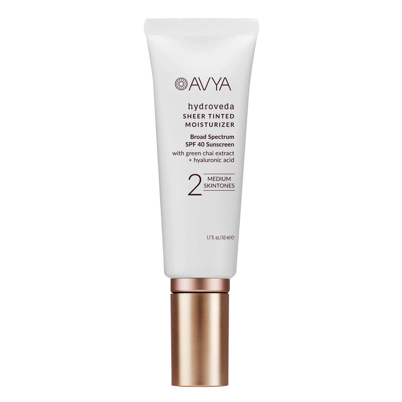 AVYA SPF 40 Sheer Tinted Moisturizer with Hyaluronic Acid & Green Chai – Advanced Ayurvedic Skincare Treatment for Balanced and Brighter Skin/Medium Skintones Shade #2 (1.7oz/50ml) Shade #2 - Medium - BeesActive Australia