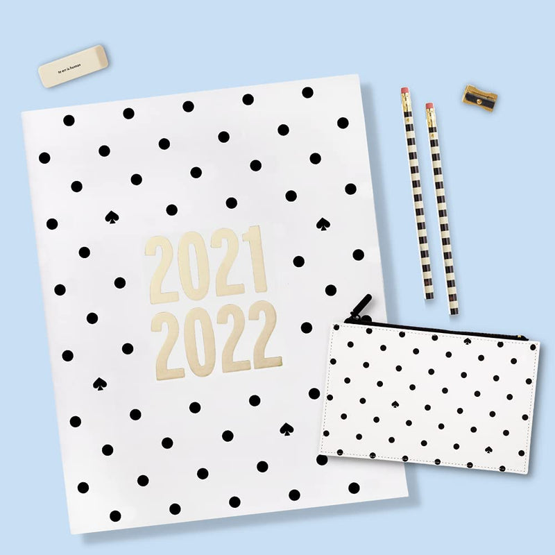 Kate Spade New York Large Lightweight 2021-2022 Monthly Booklet Planner, 17 Month Stitch Bound Diary Dated Aug 2021 - Dec 2022 with Notes & Holiday Pages, Black Spade Dot - BeesActive Australia