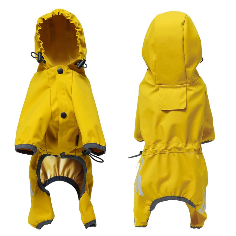 AblePet Puppy Dog Raincoat Hooded Slicker Poncho with Reflective Strap/Leash Hole Windproof Jacket for Small Medium Dogs Yellow - BeesActive Australia