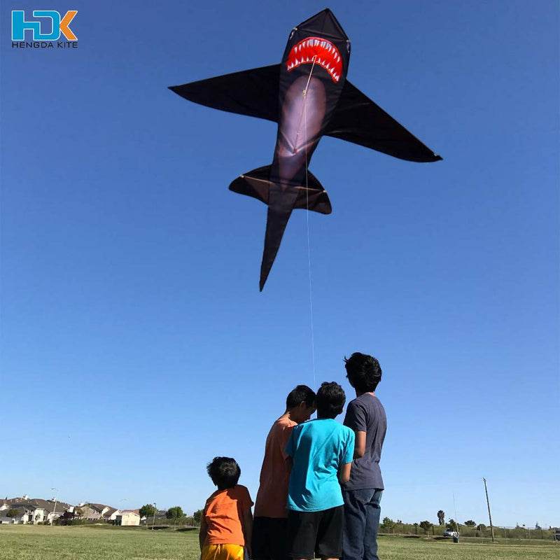 [AUSTRALIA] - HENGDA KITE for Kids Lifelike Black Shark Kite Single Line Kite Flying for Children Kids Outdoor Toys Beach Park Playing 