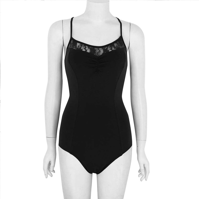 [AUSTRALIA] - ACSUSS Women's Spaghetti Straps Ballet Dance Leotard Gymnastic Lyrical Dance Dress Black Medium 