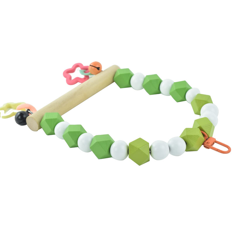 GUANLANT Wooden Bird Swing Perch for Parakeet , Small Birds Hanging Cage Stands Cockatiels Parrot Colorful Beads Bell Trainning Toy Playground Gym Accessories for Lovebirds Conures Budgies - BeesActive Australia
