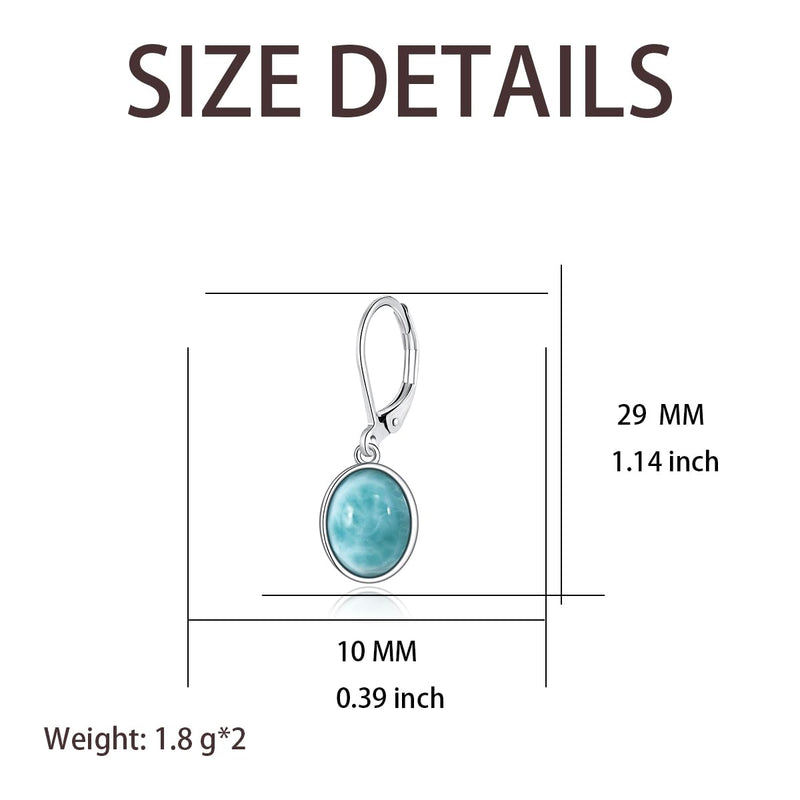 TALYKONG Larimar Earrings for Women Teardrop/Oval Leverback Dangle Drop Earings Jewelry for Girls oval - BeesActive Australia