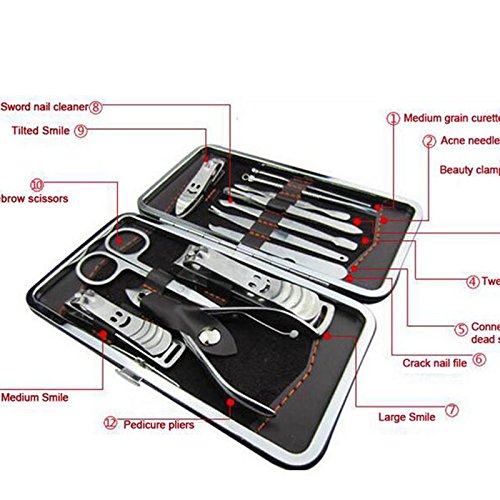 Tfscloin Manicure Set,12pcs Stainless Steel Nail Clipper, Professional Pedicure Kit Nail Scissors Grooming Kit, Nail Tools with Travel Case - BeesActive Australia