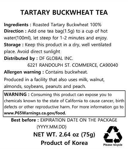 Damtuh Korean Traditional Roasted Tartary Buckwheat Herbal Tea Soba Cha 1.5g x 50 Teabag 40 Count (Pack of 1) - BeesActive Australia