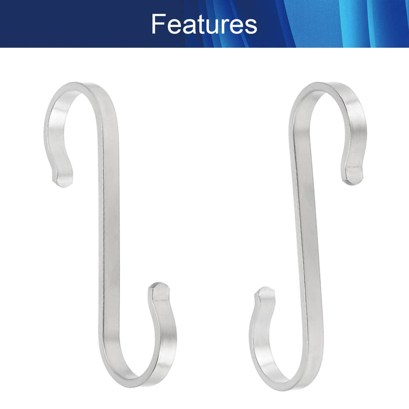Juvielich Wall Mounted S Shaped Hook Hangers for Towel Bag Key Kitchen Utensils, Thickness 2mm / 0.09" Large Silver Colored, 4 Pcs 4 Pieces - BeesActive Australia