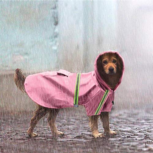 FEimaX Dog Raincoats Rain Poncho Coat Waterproof Pet Raincoat Jacket with Hood for Medium and Large Dogs, Lightweight Hoodies Windproof for Outdoor Walking M (Chest: 16.1'', Body 11.8'') Pink - BeesActive Australia