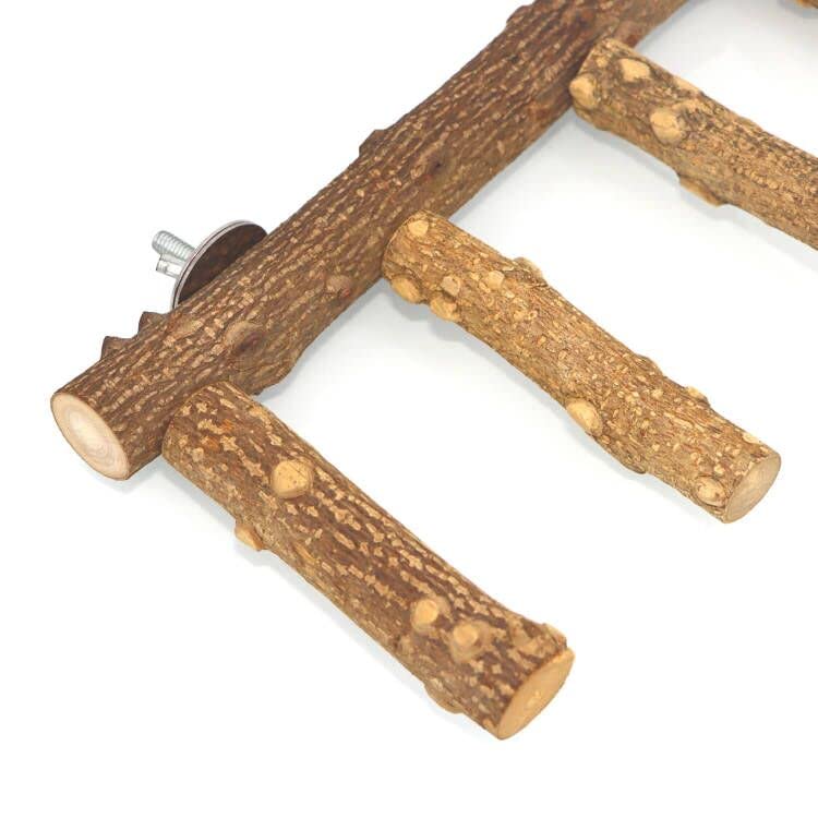 Bird Ladder Perch Cage Nature Wood Stand Parrot Chew Toy for Small Animal Medium - BeesActive Australia