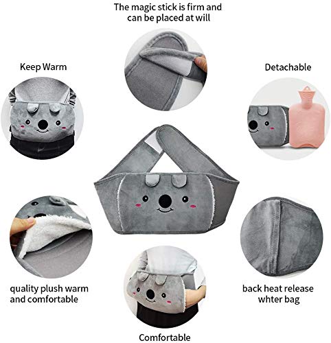 Hot Water Bottle Rubber Warm Water Bag with Soft Waist Cover,Hot Water Bag for Neck and Shoulder, Back, Legs,Waist Warm (Pink-Heart) Pink-Heart - BeesActive Australia