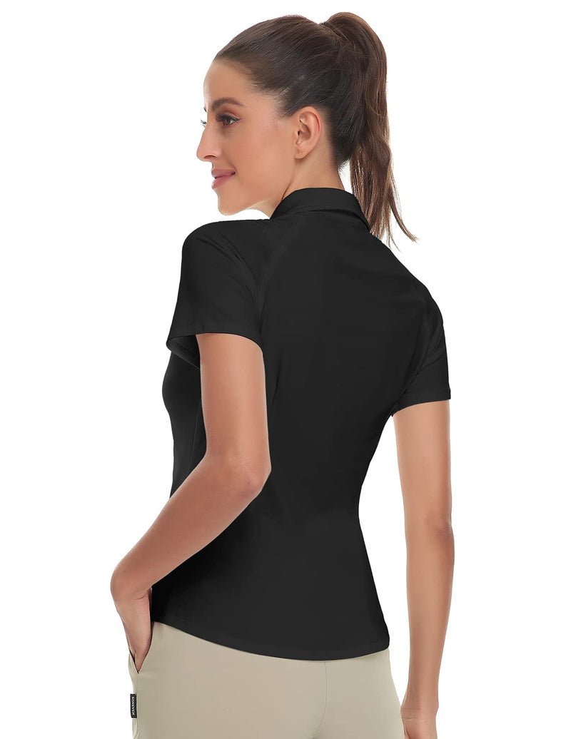 Soneven Women's Short Sleeve Golf Shirt Moisture Wicking Athletic Golf Polo Shirts Tennis Shirts Dry Fit Small Black - BeesActive Australia