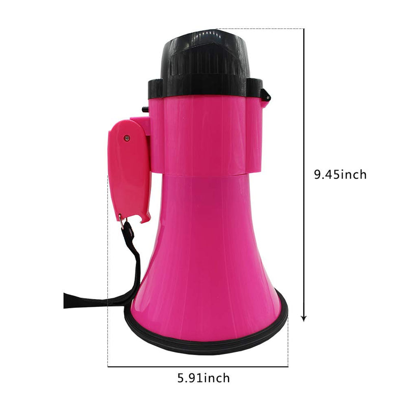 BEMLDY Portable Megaphone Bullhorn 30 watt Power with Built-in Siren/Alarm-Music-Adjustable Volume -Strap Powerful and Lightweight Pink - BeesActive Australia