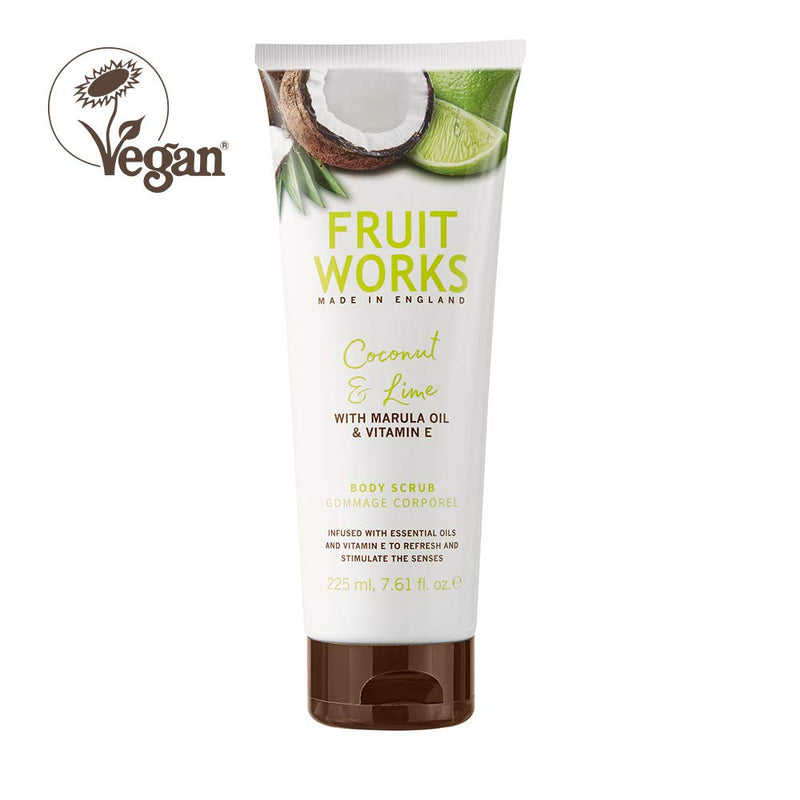 Fruit Works Coconut & Lime Cruelty Free & Vegan Body Scrub With Natural Extracts 1x 225ml - BeesActive Australia