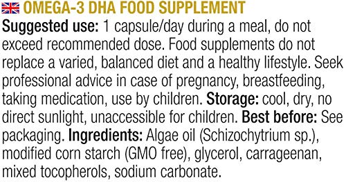 Vegan Omega 3 - Algae Oil, 90 Small Capsules (250mg DHA/Capsule), 3 Month Supply - Sustainable Alternative to Fish Oil - BeesActive Australia