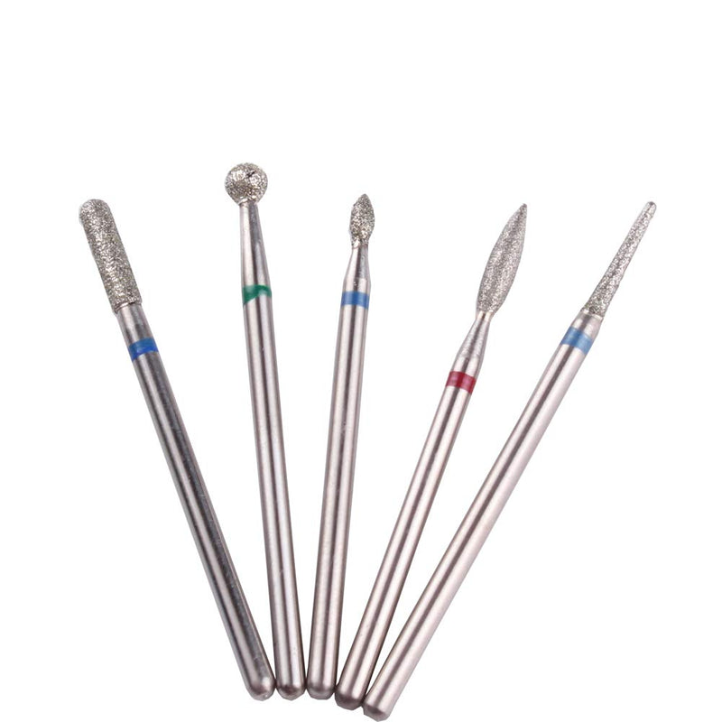 MZCMSL Russian Manicure Drill Bits, Cylinder/Ball/Flame/Needle Cuticle Bit,3/32 Shank Diamond Nail Drill Bit,5pcs Russian Cuticle Bits Set - BeesActive Australia