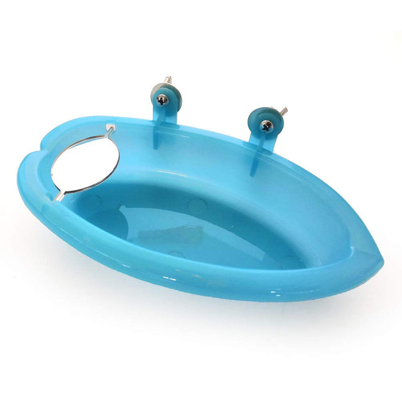 Hypeety Bird Bath with Mirror Portable Bird Bath Bird Bathroom for Pet Parrots Bathing Tub Bath Box Bird Shower Bathtub Accessories Blue-Bird Bathtub with Mirror - BeesActive Australia