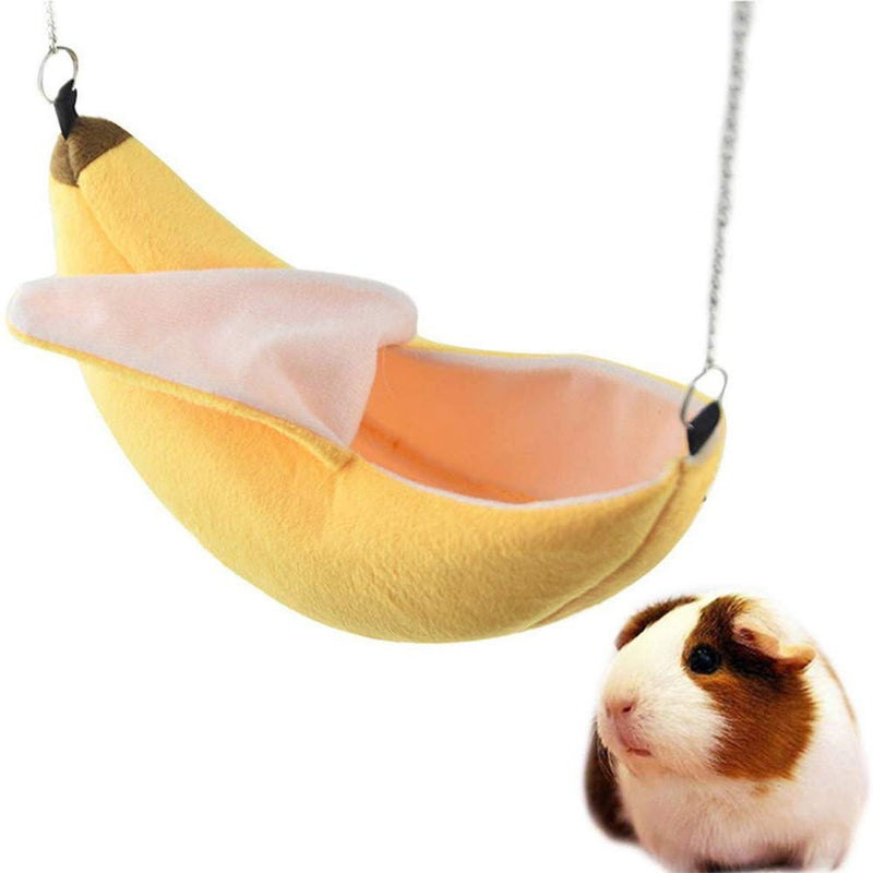 1 Pack Hamster Hanging House Hammock Banana Design Small Animals Cotton Cage Sleeping Nest Suitable for Small Pet Bed Small Hamster Toys Cage Swing (Color : Yellow) - BeesActive Australia