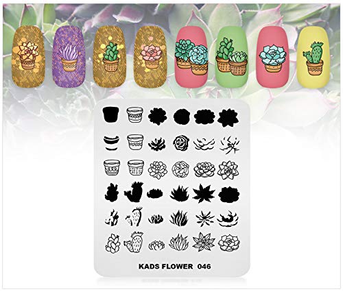 KADS New Nail Stamping Plate Flower Nature Nail Art Stamp Template DIY Image Template Manicure Stamping Plate Stencil Tools (FL046) FL046 - BeesActive Australia