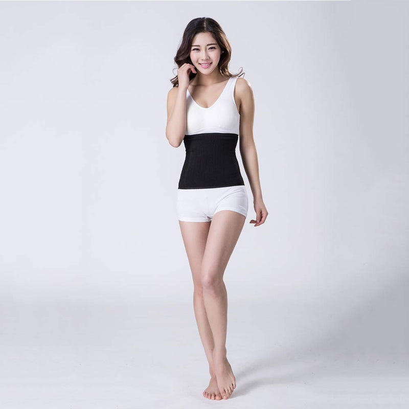 Thermal Lumbar Support Cashmere Knit Stomach Kidney Warmer Abdominal Binder Lower Back Belt Brace Waist Trimmer Band Elastic Back Stomach Kidney Protector Postpartum Belly Wrap Warming Kidney Recover L Black - BeesActive Australia