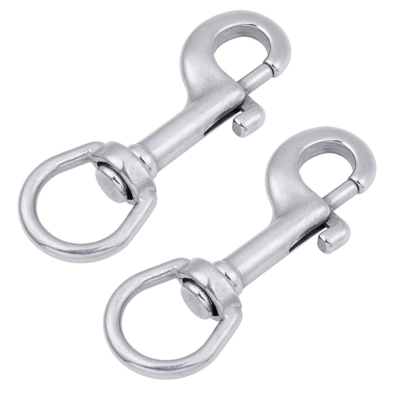 [AUSTRALIA] - AOWISH 2-Pack 316 Stainless Steel Swivel Eye Bolt Snap Hook Marine Grade Single Ended Diving Clips for Flagpole/Pet Leash/Camera Strap/Keychains/Tarp Covers/Clothesline and More 3-1/2 inch, Silver 