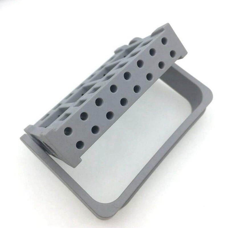 KOOBOOK 2Pcs 16 Holes Acrylic Nail Art Drill Bit Holder Exhibition Stand Organizer Nail Art Display Salon Gray - BeesActive Australia