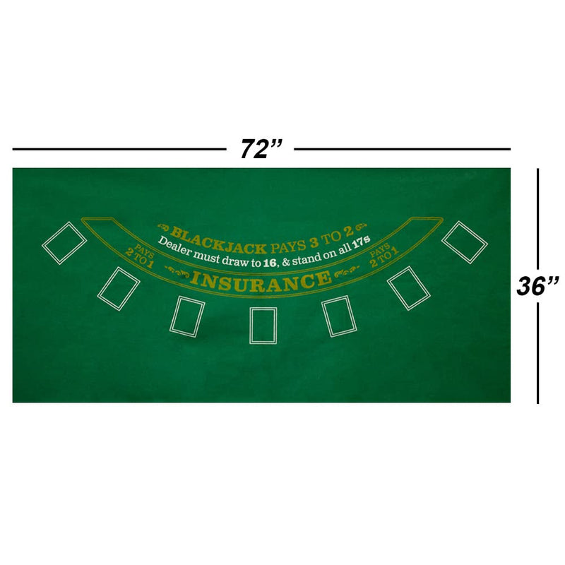 GSE Games & Sports Expert 36"x72" Casino Tabletop Felt Layout Mat (Blackjack, Craps, Roulette, Texas Hold'em, Baccarat Available) Green Blackjack - BeesActive Australia