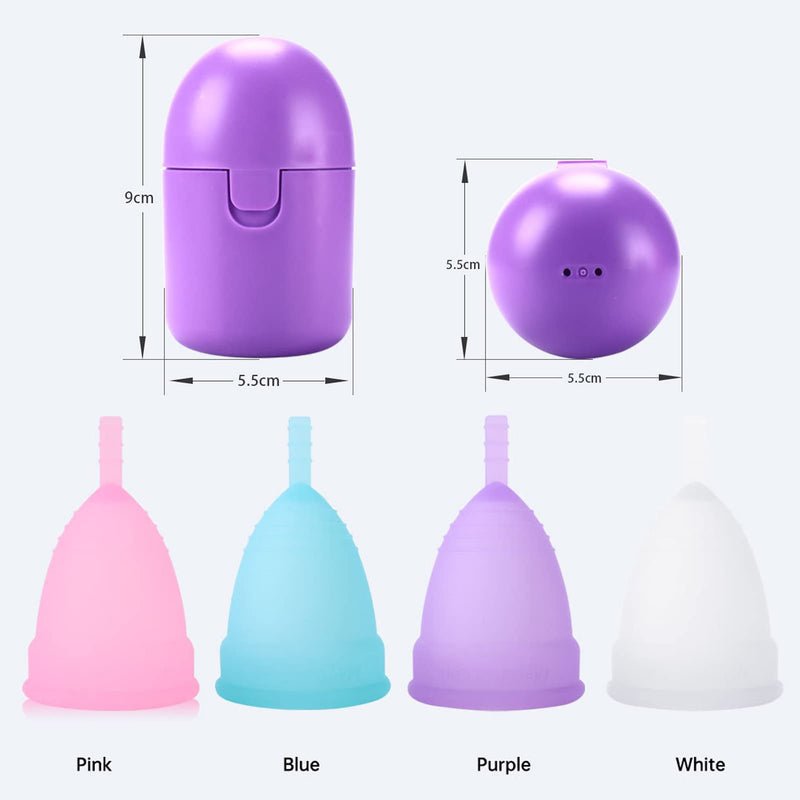 PATILWON Menstrual Cups 2 Pack Period Cup, with Micro-Wave Oven Box Holder Purple&pink Large - BeesActive Australia