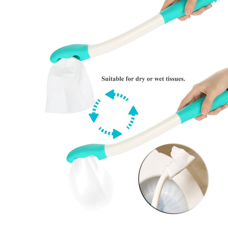 Self Wipe Toilet Tissue Aid Bottom Wiper Bathroom Buddy Wand Long Handle Reach 15.7" Seniors Disabled Toilet Tissue Aid - BeesActive Australia
