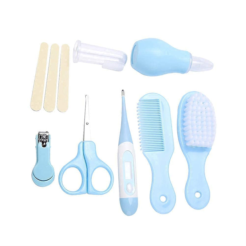 Fdit 8 in 1 Baby Grooming Kit Infant Manicure Care Set Baby Manicure Set Including Nail Clipper Safety Scissors Hair Brush Nail File(Blue) Blue - BeesActive Australia