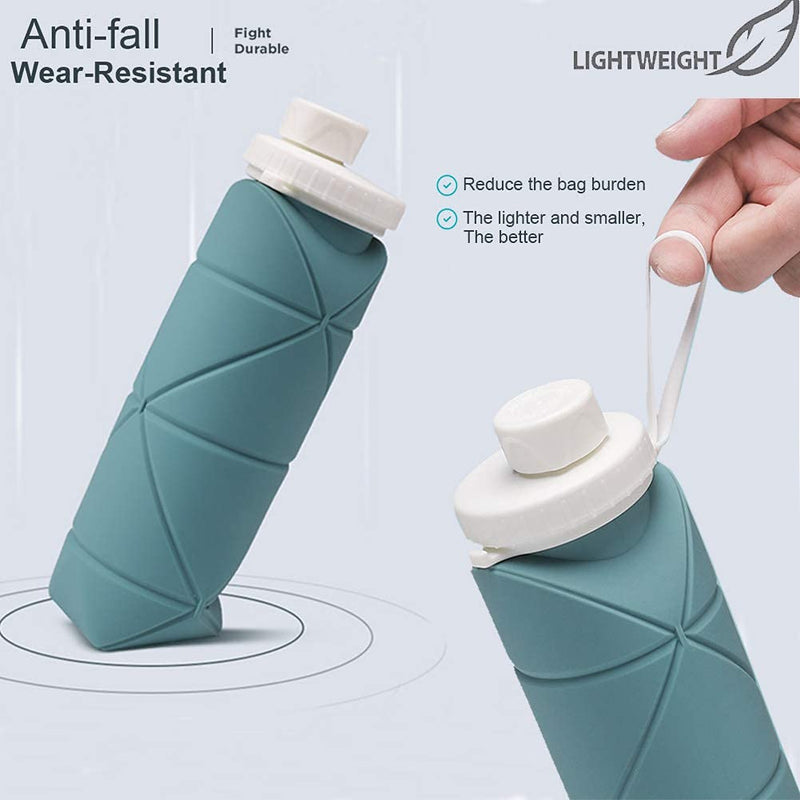 SPECIAL MADE Collapsible Water Bottles Leakproof Valve Reusable BPA Free Silicone Foldable Travel Water Bottle for Gym Camping Hiking Travel Sports Lightweight Durable 20oz Dark Green - BeesActive Australia