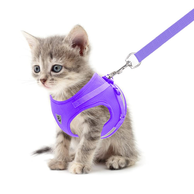 meioro No Pull Dog Harness,Reflective Adjustable Puppy Vest Harnesses with Leash Soft Padded Mesh,Lightweight Escape Proof Pet Harnesses for Small Medium Dog Cat X-Small Purple - BeesActive Australia