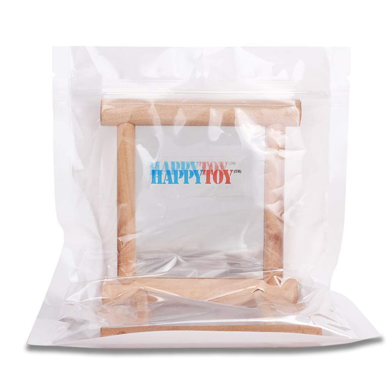 HAPPTYTOY Bird Toy for Parrot Parakeets Conures Cockatiels Cage Swing Wooden Fun Play Toy for Birds (Mirror) - BeesActive Australia