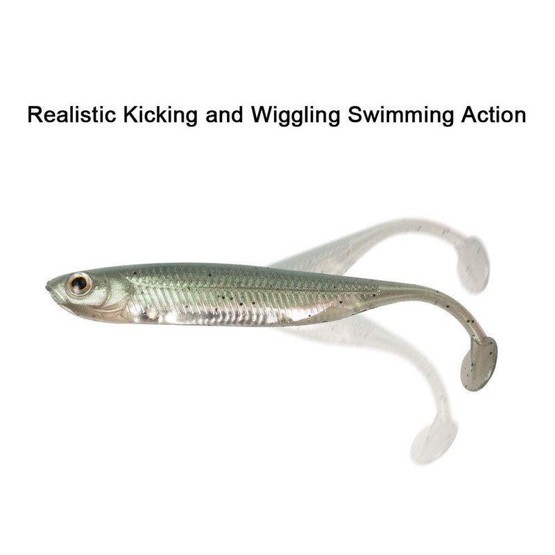 [AUSTRALIA] - Dr.Fish Soft Body Swimbait Paddle Tail Soft Plastic Bass Lure, 2-3/4 to 4-3/4 Inches, Shad Lure Texas Rig Drop Shot Lure Watermelon 2-3/4"_6 Pack 