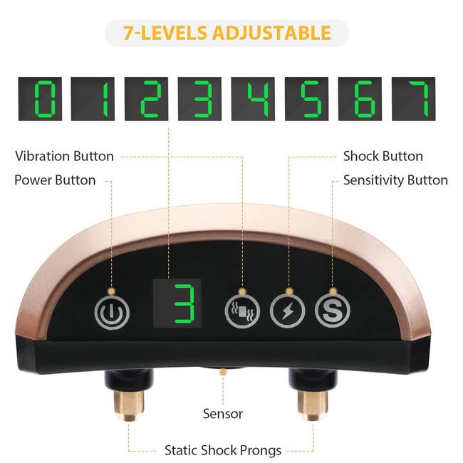 Dog Training Collar Upgrade 7 Sensitivity, USB Rechargeable Waterproof No Bark Collar with Vibration and No Harm Shock for Small Medium Large Dog - BeesActive Australia