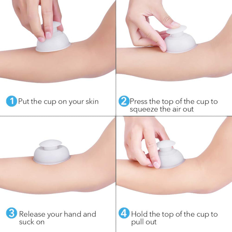 Silicone Cupping Therapy Sets Cups Massage, 12pcs Professional Vacuum Cupping Anti Cellulite Suction Cup for Facial Body Massage, Deep Tissue, Myofascial Release, Pain Relief, Muscle Relaxation-White - BeesActive Australia