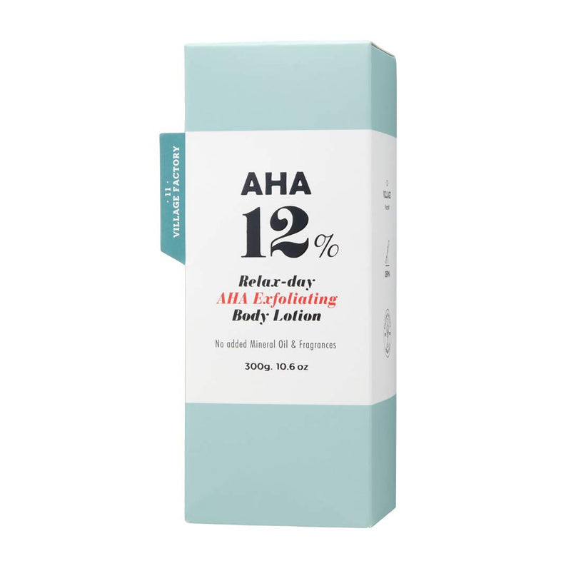 VILLAGE11FACTORY AHA 12% Body Lotion , Exfoliating & Rejuvenating Formula with 12% Glycolic Acid and Hyaluronic Acid. Unscented, Paraben Free. 10.6 Oz - BeesActive Australia