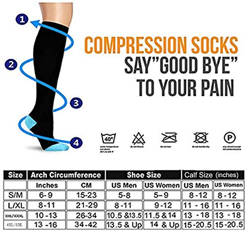 3 Pairs Compression Socks Pack - Best Medical, Nursing, Travel & Flight Socks - Running & Fitness - 15-20mmHg Black 4XL/5XL - BeesActive Australia