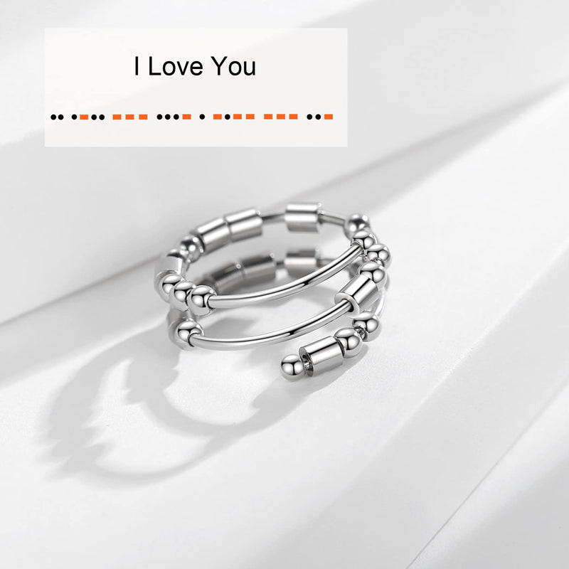 GOGOEY Morse Code Rings for Women, Stainless Steel Spinner Ring Fidget Rings for Anxiety Ring Morse Code Rings Inspirational Gifts Jewelry Women Birthday Graduation Gifts for Her Best Friends 09 My Person - BeesActive Australia