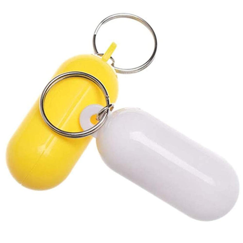 4Pcs Plastic Floating Keychain Pill-shape Floating Key Ring Key Float Keychain Pendant for Boating Fishing Kayak Surfing Sailing and Outdoor Sports Accessories, White and Yellow - BeesActive Australia