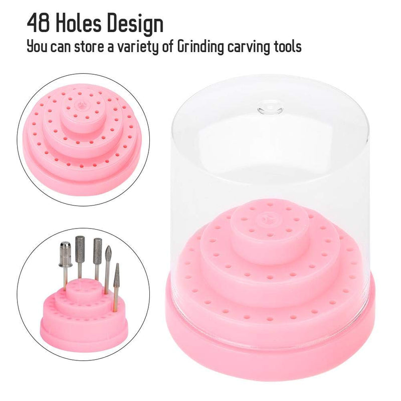 Mavis Laven Nail Drill Stand, 48 Holes Nail Art Plastic Nail Drill Stand Holder Drill Bit Display Organizer Box Nail Drill Bit Display(Pink) Pink - BeesActive Australia