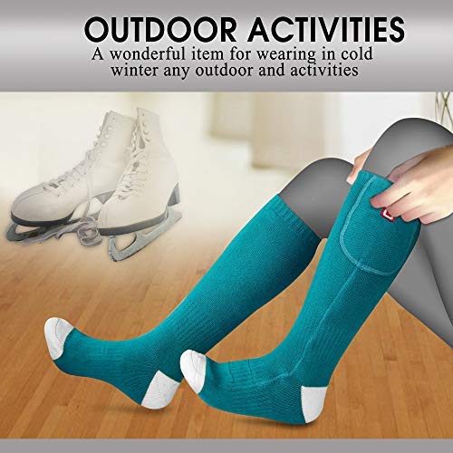 Electric Heated Socks Rechargebale Battery Powered Heating Socks for Men Women,Winter Thermal Insulated Thick Sox Kit for Chronically Cold Feet,Novelty Sports Hunting Hiking Skiing Foot Warmer Socks Medium Green White - BeesActive Australia