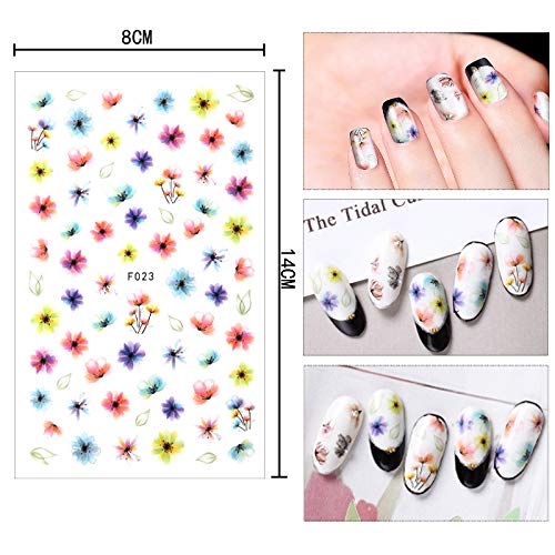 Yiicon 5 Sheets Natural Dry Flower Nail Art Decoration Lovely Flower Beauty Nail Stickers for 3D Nail Art Acrylic UV Gel Tips 3D Nail Art Dried Flowers Sticker - BeesActive Australia