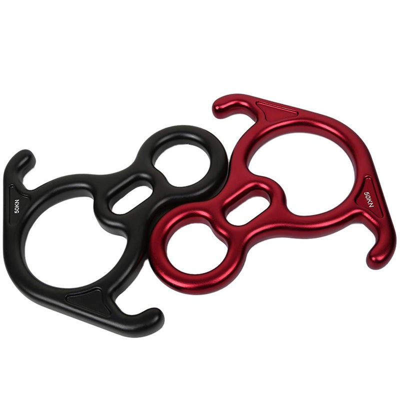 50KN Rescue Figure, 8 Descender Large Bent-Ear Belaying and Rappelling Gear Belay Device Climbing for Rock Climbing Peak Rescue 7075 Aluminum Alloy Red - BeesActive Australia