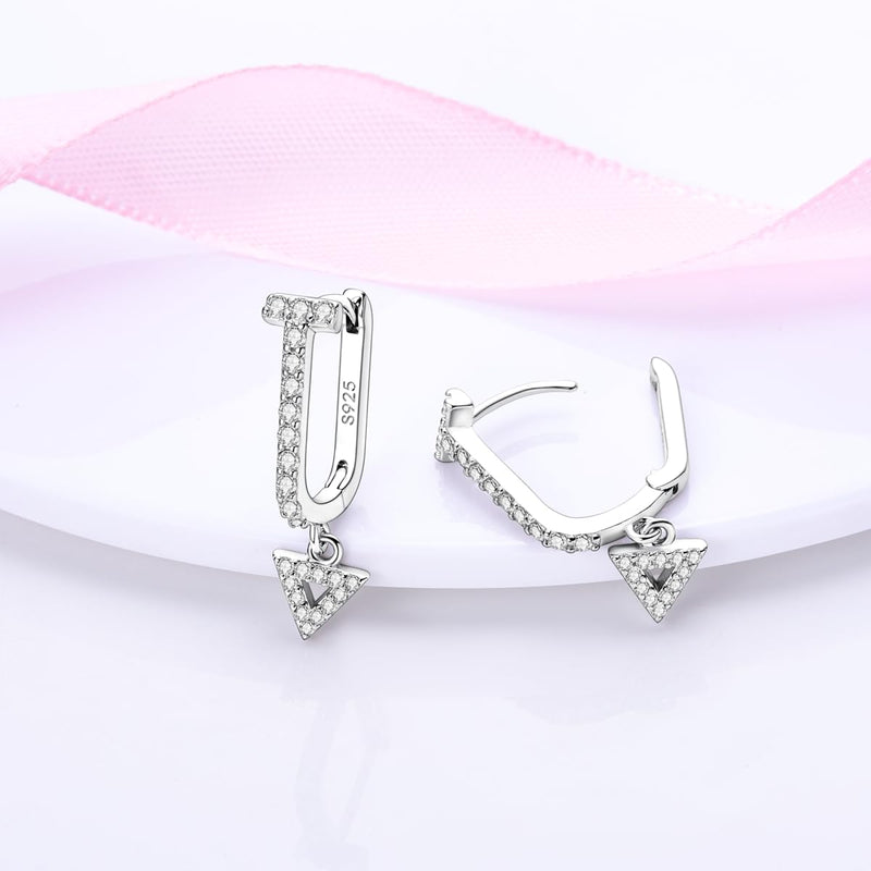 Hapour 925 Sterling Silver Hoop Earrings for Women -Large Simple Geometric Drop Earrings Jewelry Hypoallergenic Big Silver Hoop Earrings for Women Girls Arrow Earrings - BeesActive Australia
