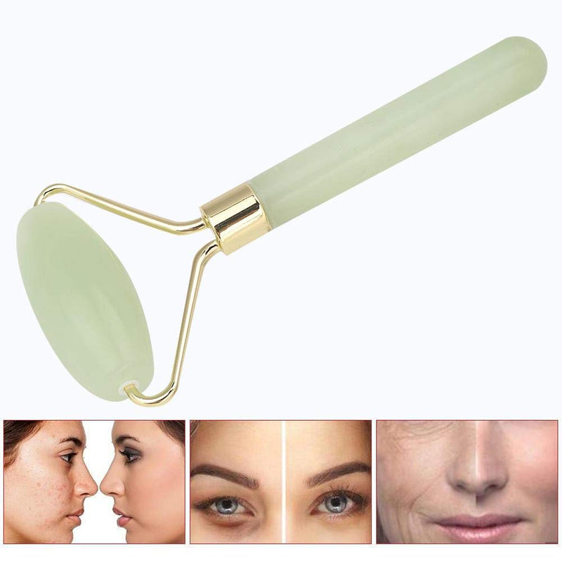 Jade Roller, Powder Crystal Roller Facial Massager Tool for Face Lift Cheeks Slimmer Anti-Wrinkles Skin Tightening Eye Bags Anti-Aging (Green) - BeesActive Australia
