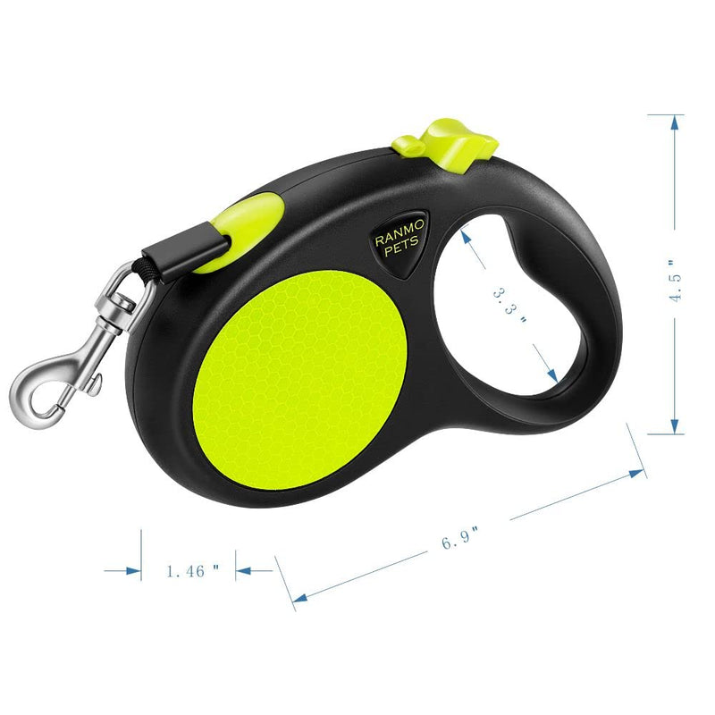 Dog Retractable Leash with Anti-Slip Handle and Tangle-Free Design ; Heavy Duty Nylon casing; 16 ft Polyester Filament Tape; for Dogs up to 55 lbs; Green - BeesActive Australia